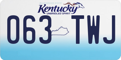 KY license plate 063TWJ