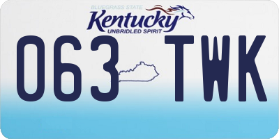 KY license plate 063TWK