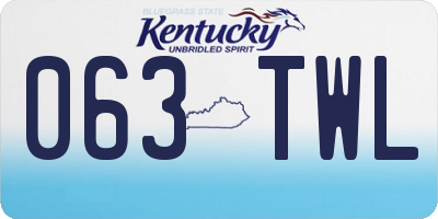 KY license plate 063TWL