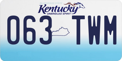 KY license plate 063TWM