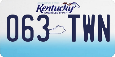 KY license plate 063TWN