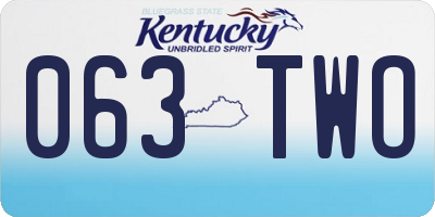 KY license plate 063TWO