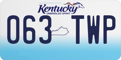 KY license plate 063TWP