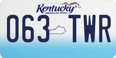 KY license plate 063TWR