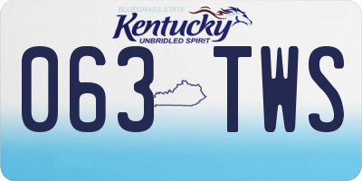 KY license plate 063TWS