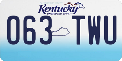 KY license plate 063TWU