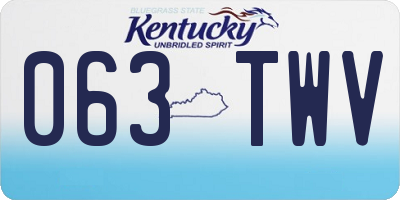 KY license plate 063TWV