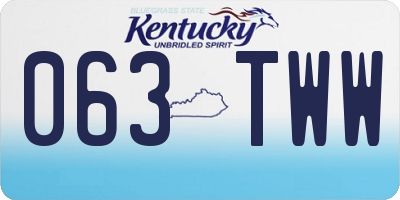 KY license plate 063TWW
