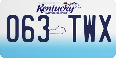 KY license plate 063TWX
