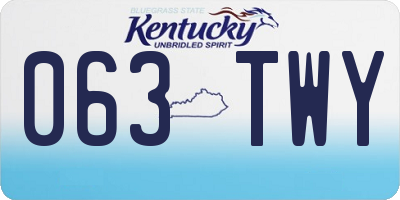 KY license plate 063TWY