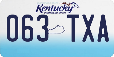 KY license plate 063TXA