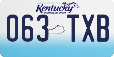 KY license plate 063TXB