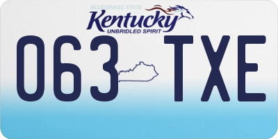 KY license plate 063TXE