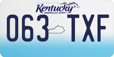 KY license plate 063TXF