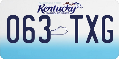 KY license plate 063TXG