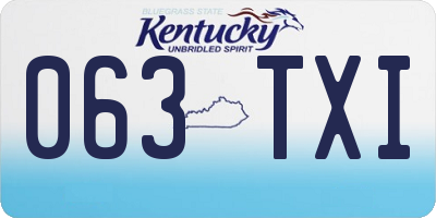 KY license plate 063TXI