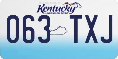 KY license plate 063TXJ