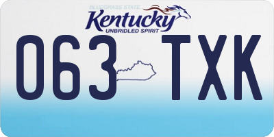 KY license plate 063TXK
