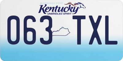 KY license plate 063TXL