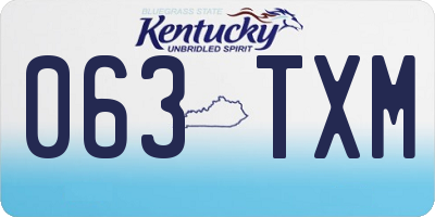 KY license plate 063TXM