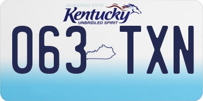 KY license plate 063TXN