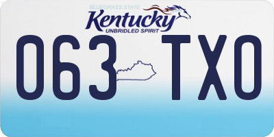 KY license plate 063TXO