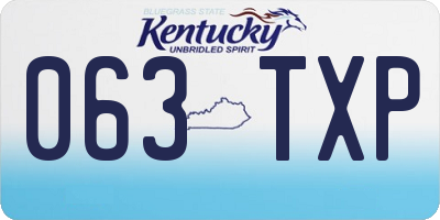 KY license plate 063TXP
