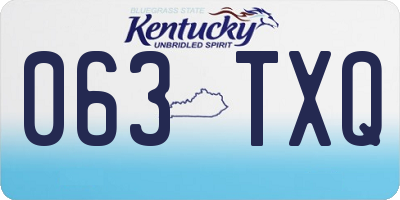 KY license plate 063TXQ