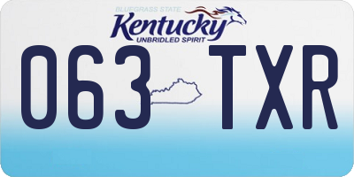 KY license plate 063TXR