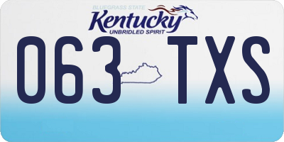 KY license plate 063TXS