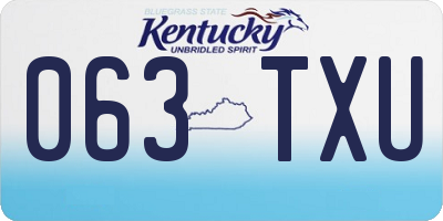KY license plate 063TXU
