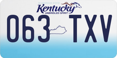 KY license plate 063TXV