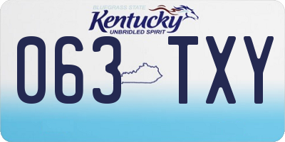 KY license plate 063TXY