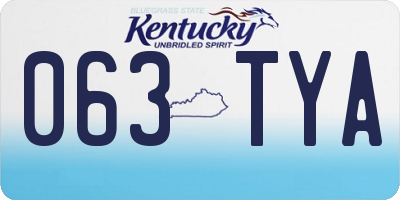 KY license plate 063TYA