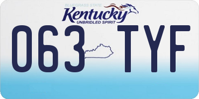 KY license plate 063TYF