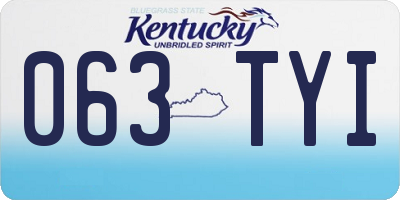 KY license plate 063TYI