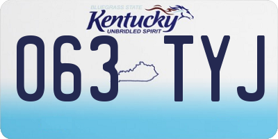KY license plate 063TYJ