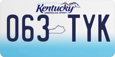 KY license plate 063TYK
