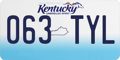 KY license plate 063TYL