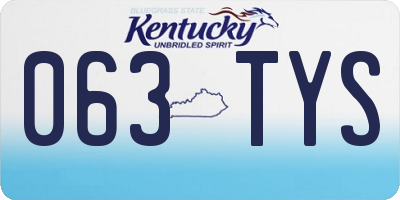 KY license plate 063TYS