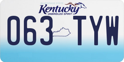 KY license plate 063TYW