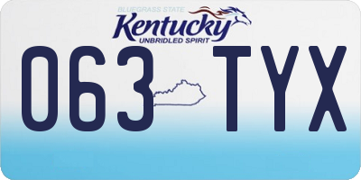 KY license plate 063TYX