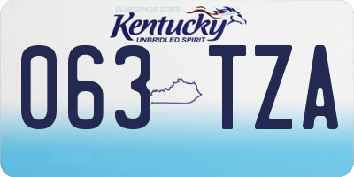 KY license plate 063TZA