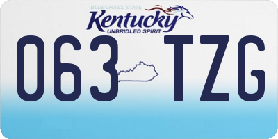 KY license plate 063TZG