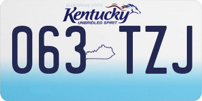 KY license plate 063TZJ