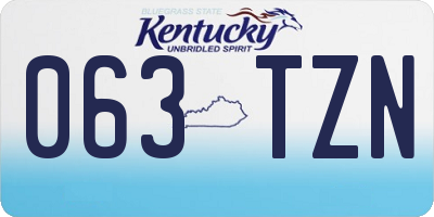 KY license plate 063TZN