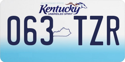 KY license plate 063TZR