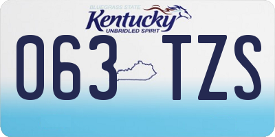 KY license plate 063TZS