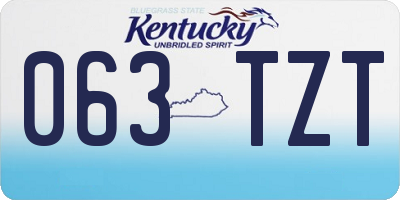 KY license plate 063TZT