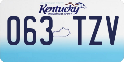 KY license plate 063TZV